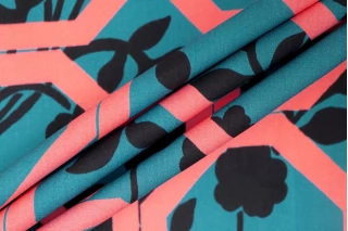 Хлопок плательно-рубашечный MAX MARA Темно-бирюзовый Геометрия MM H9/2/A44 16022416