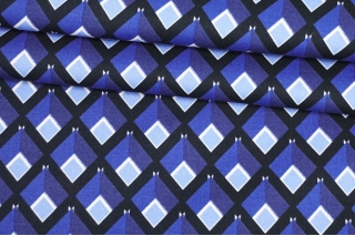 Хлопок костюмно-плательный FAUSTO PUGLISI Синий Геометрия INS H11/1 /D30 17042408