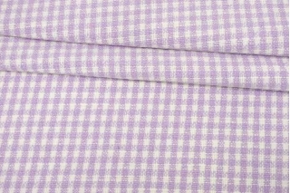 ОТРЕЗ 2,1 М Твид костюмный хлопковый Сиреневый в клетку IDT (24) 29012411-1