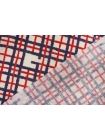 Лен Gucci Красно-синяя абстрактная клетка на бежевом H16/2/E33 12122301