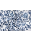 Лен плательно-рубашечный молочный Синие цветы SVR H16 E33 2022401
