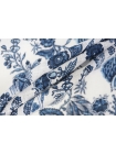 Лен плательно-рубашечный молочный Синие цветы SVR H16 E33 2022401