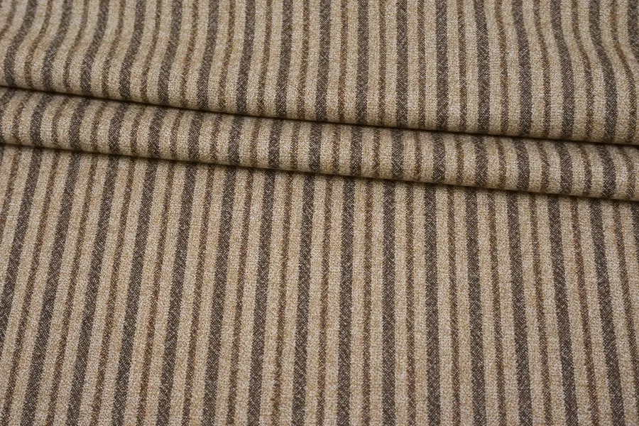 Костюмно-плательная шерсть CERRUTI в полоску бежево-коричневая BL H60/4 jj30 30102524