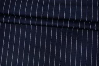 Трикотаж хлопковый с кашемиром и шёлком MAX MARA Тёмно-синий в белую полоску MM H41/4 X40 1102597