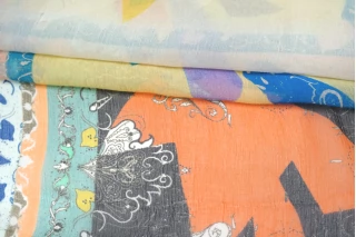 Шифон-креш шёлковый MAX MARA Разноцветная абстракция MM H28/1 N40 30092546