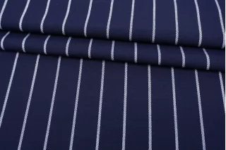 Поливискоза костюмно-плательная MAX MARA Тёмно-синяя в белую полоску MM H64 BB40  15042542