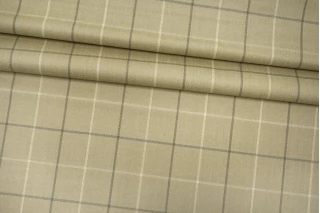 Костюмная шерсть с хлопком тонкая в клетку CERRUTI Оливковая H62 FF40 4092504