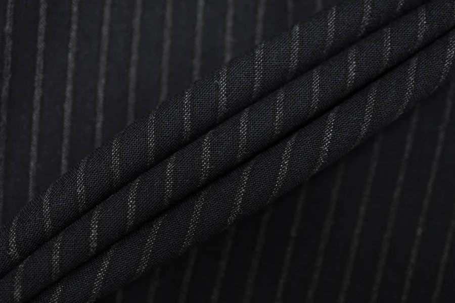 Костюмно-плательная фланель шерстяная стрейч в полоску Темно-синяя BRS H60/4 FF70 12082501 Костюмно-плательная фланель шерстяная стрейч в полоску Темно-синяя BRS H60/4 FF70 12082501