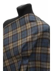 Костюмная шерсть PRADA в клетку Коричнево-бежево-голубая IDT H60/1 FF50 17062519