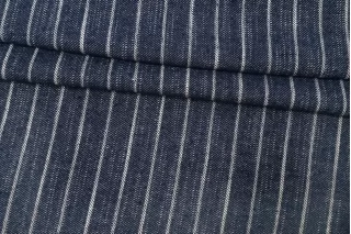 Джинса хлопковая со льном в полоску Сине-белая IDT H13 MM30 20112538