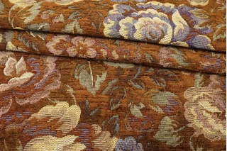 Жаккард гобелен хлопковый Цветы Желто-коричневый IDT H34/1 M60 20112539