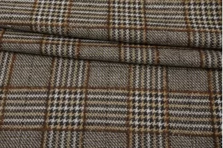 Костюмно-плательная шерсть Коричневая гусиная лапка и клетка IDT H60/2 FF30 20112575
