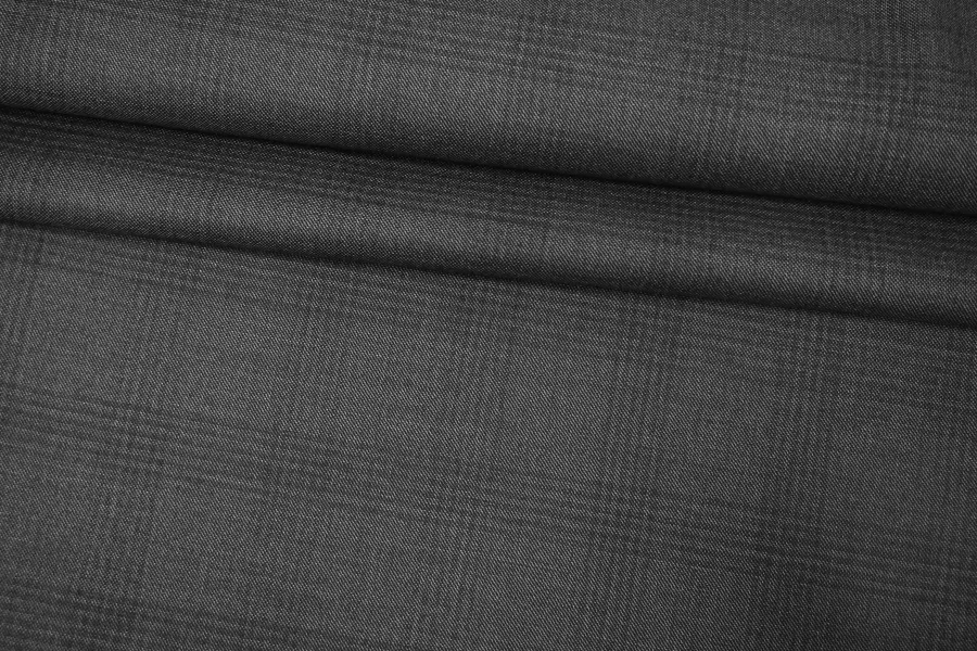 Костюмно-плательная шерсть с шёлком в клетку Серая BNC H59/4 HH60 11122540