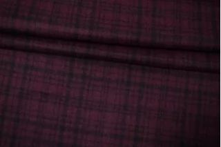 Фланель шерстяная костюмная Клетка чёрно-сливовая FRM H60/1 FF50 17122505