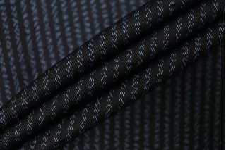 Костюмная шерсть Чёрная в голубую полоску BRS H60/4 FF50 17122526