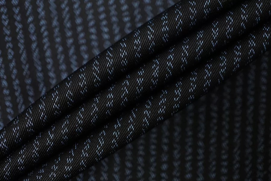 Костюмная шерсть Чёрная в голубую полоску BRS H60/4 FF50 17122526