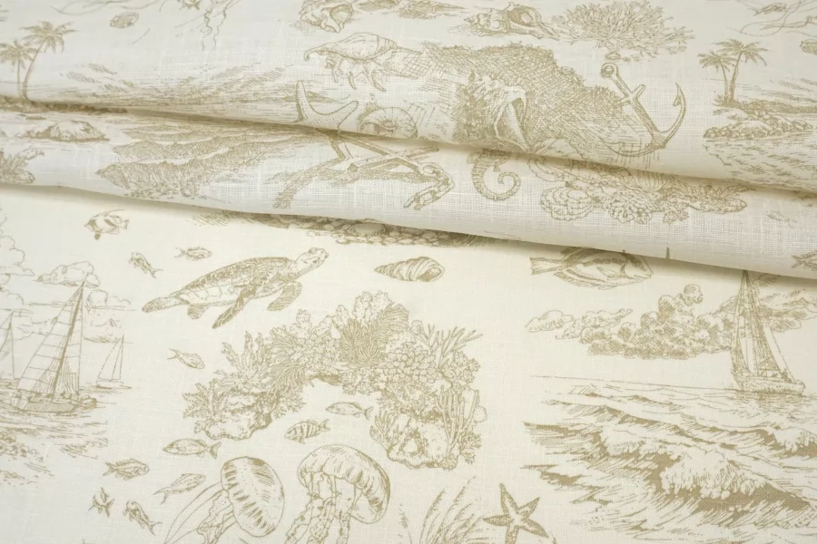 Лён рубашечно-плательный Море молочно-бежевый CVC H16 G10 19112511