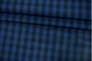 Лён с хлопком рубашечно-плательный в полоску Чёрно-синий CVC H16/3 G40 19112514