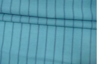 Рубашечный лён с хлопком в полоску  ALBINI Сине-голубой CVC H16/3 G30 19112515