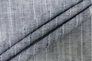 Хлопок со льном костюмный под джинсу в полоску Сине-белый CVC H13 E44 19112525