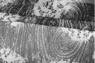 Батист вискоза с шелком цветочный орнамент Чёрно-белый CVC H2/3 O10 19112540