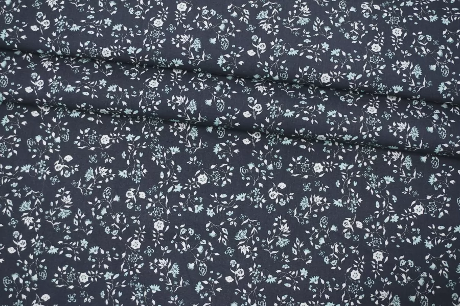 Рубашечный хлопок Цветы на тёмно-синем CVC H9/5 A44 19112545