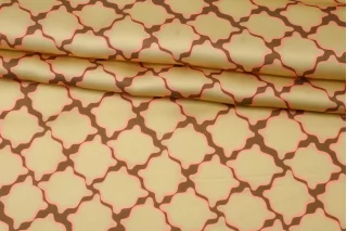 Атласная вискоза плательная Орнамент Песочно-коричневый IDT H21/9 i10 20112503