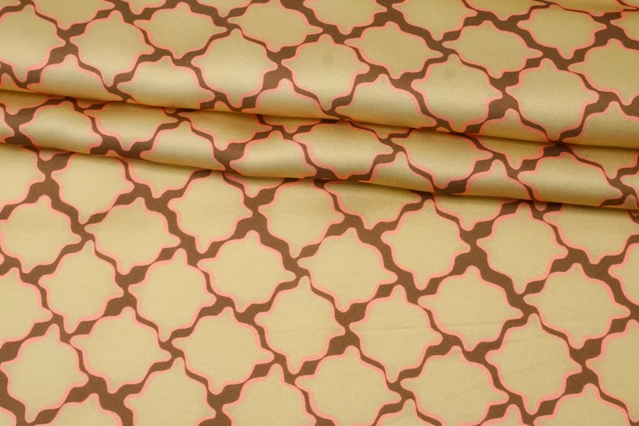 Атласная вискоза плательная Орнамент Песочно-коричневый IDT H21/9 i10 20112503