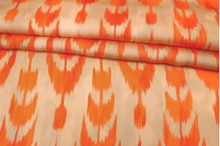 Атлас-стрейч вискозный плательно-блузочный Бежево-оранжевый IDT H21/9 i10 20112507