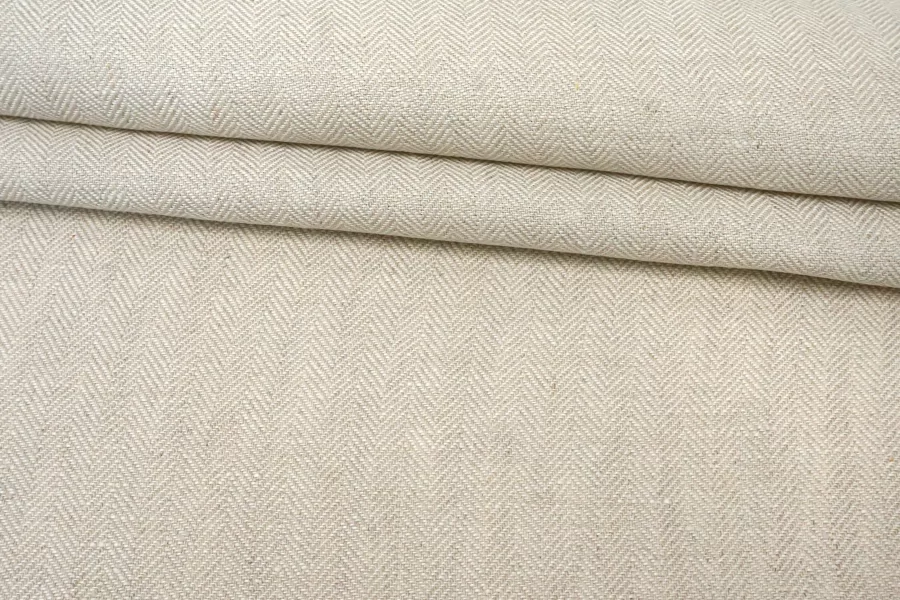 Лён костюмный Бело-бежевый в ёлочку IDT H15 D00 20112559