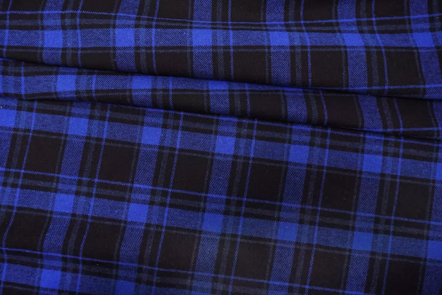 Фланель хлопковая  Клетка чёрно-синяя IDT H12 B70 20112563
