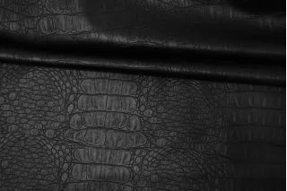 Экокожа на трикотаже под крокодила Чёрная CVC H17 LL70 21112512