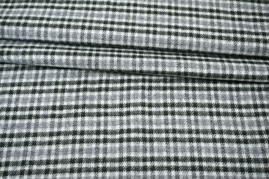 Фланель хлопковая костюмно-плательная в клетку ALBINI Серо-зелёная CVC Н12 B70 21112519