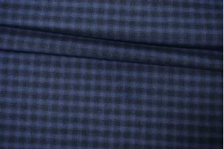 Фланель хлопковая рубашечная в клетку ALBINI Чёрно-синяя CVC Н12 B70 21112520