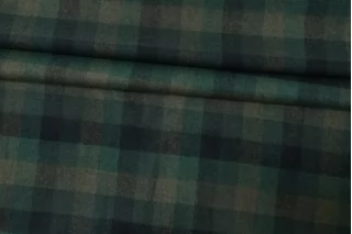 Фланель хлопковая рубашечная в клетку ALBINI Чёрно-зелёная CVC Н12 B70 21112521