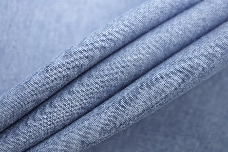 Хлопок рубашечно-плательный шамбре Голубой CVC H14/1 NN20 21112534