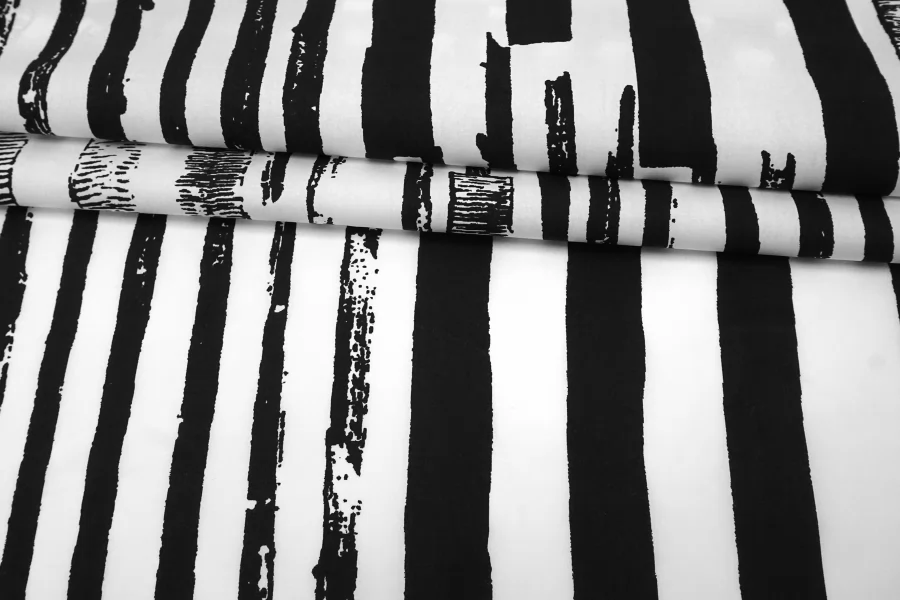 Рубашечный хлопок мерсеризованный Чёрно-белые полосы CVC H9 A77 21112545