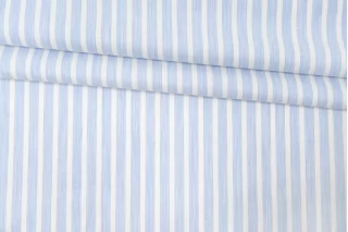 Рубашечный хлопок со льном в полоску CANCLINI Бело-голубой CVC H16/3 G20 21112553