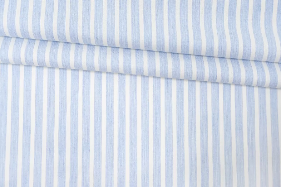 Рубашечный хлопок со льном в полоску CANCLINI Бело-голубой CVC H16/3 G20 21112553