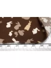 Атласная вискоза плательно-блузочная Зайчики на коричневом CVC H21/9 i70 21112558