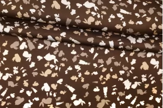 Атласная вискоза плательно-блузочная Зайчики на коричневом CVC H21/9 i70 21112558