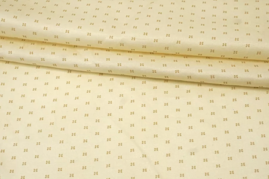 Сатин хлопок с шелком плательно-блузочный Орнамент на сливочном CVC H2/4 O20 21112563