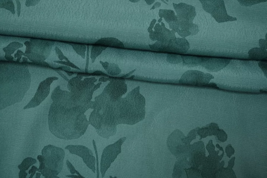 Вискоза креповая плательно-блузочная Приглушённо-бирюзовая CVC H21/8 j40 21112566