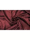 Атласная вискоза плательная в горошек Бордовая CVC H21/4 i70 21112576
