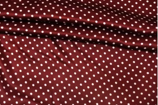 Атласная вискоза плательная в горошек Бордовая CVC H21/4 i70 21112576