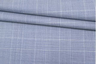 Костюмно-плательная шерсть CERRUTI Бело-голубая в клетку BL H62 GG10 30052562