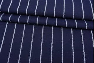 Поливискоза костюмно-плательная MAX MARA Тёмно-синяя в белую полоску MM H64 LL60 15042542
