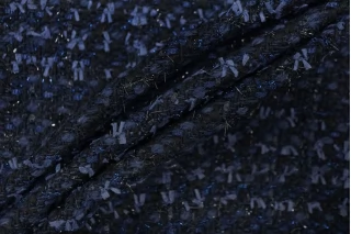 ОТРЕЗ 1,7 М Твид Шанель хлопковый с шерстью и люрексом MAX MARA Черно-синий MM (35) 30092501-4