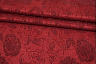 Купра плательная жаккардовая MAX MARA Бордовые цветы MM H24 O70  1102516