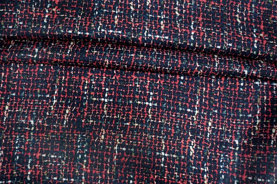 Шёлковый твил MAX MARA Абстракция под твид сине-бело-ягодная MM H31 N20 30092543